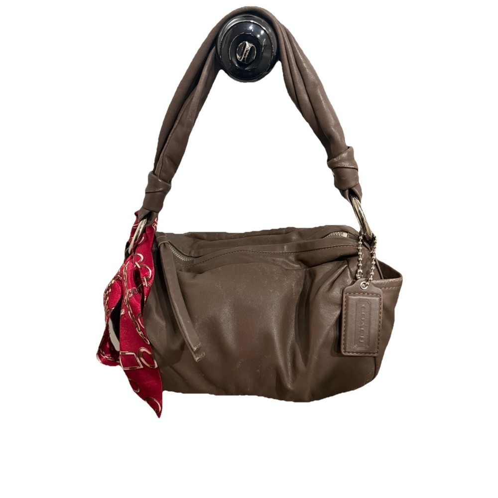 COACH Parker Pleated Leather Shoulder Bag handbag in Taupe 13442P